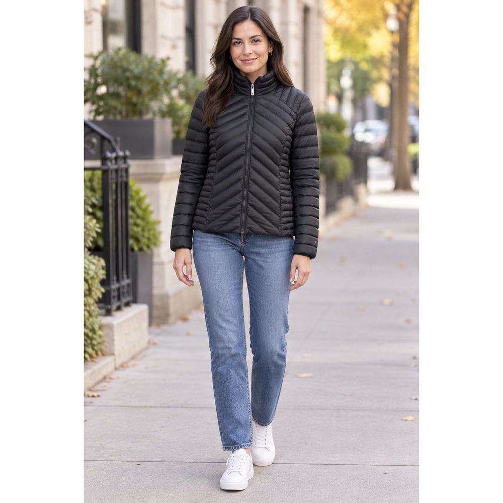 Tommy Hilfiger Black (S) Premium Down Puffer Jacket Capsule- Travel- Minimalist